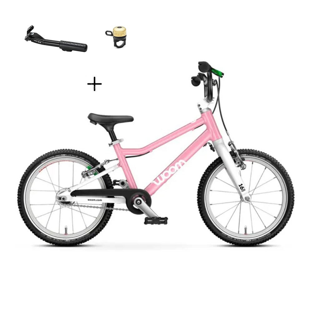 Rowerek dziecięcy Woom 3 GO Powder Pink 16" 2026 + podpórka + dzwonek