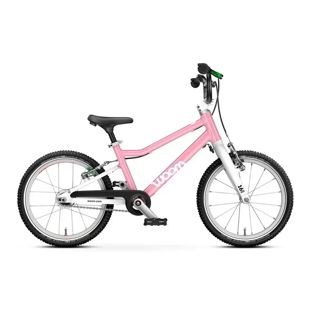 Rowerek dziecięcy Woom GO 3 Automagic Powder Pink 16" 2026 + podpórka + dzwonek