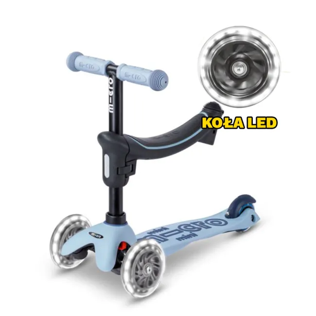 Jeździk i Hulajnoga Micro Mini2grow Deluxe LED 2.0. Ocean Slate 2026