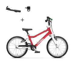 Rowerek dziecięcy Woom 3 GO Red 16" + Podpórka WOOM Leggie + Dzwonek WOOM Bing