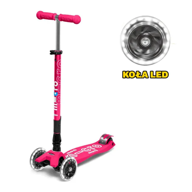 Hulajnoga Maxi Micro Deluxe Foldable Shocking Pink LED 2024 składana