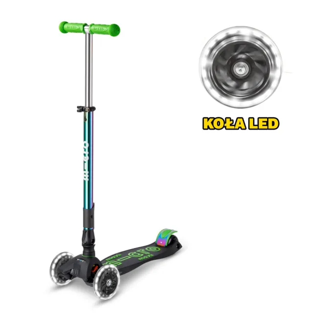 Hulajnoga Maxi Micro Deluxe Foldable Neochrome Green LED 2026 składana